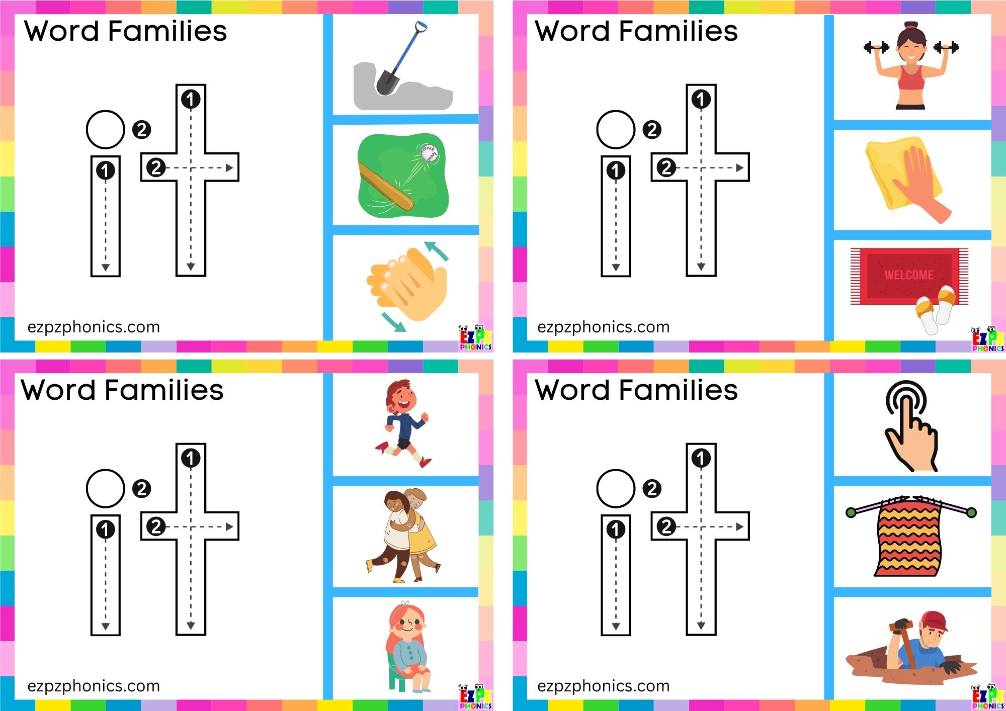 Word Family it Trace the letters and clip the image Clip cards set 1